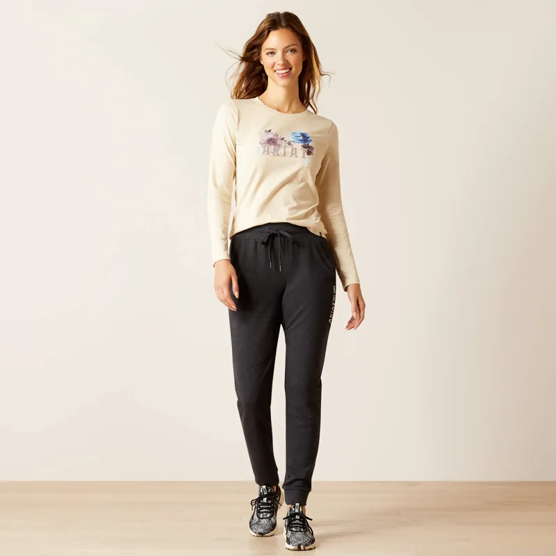 Ariat Women's Peonies Long Sleeve T-Shirt - Oatmeal Heather-2